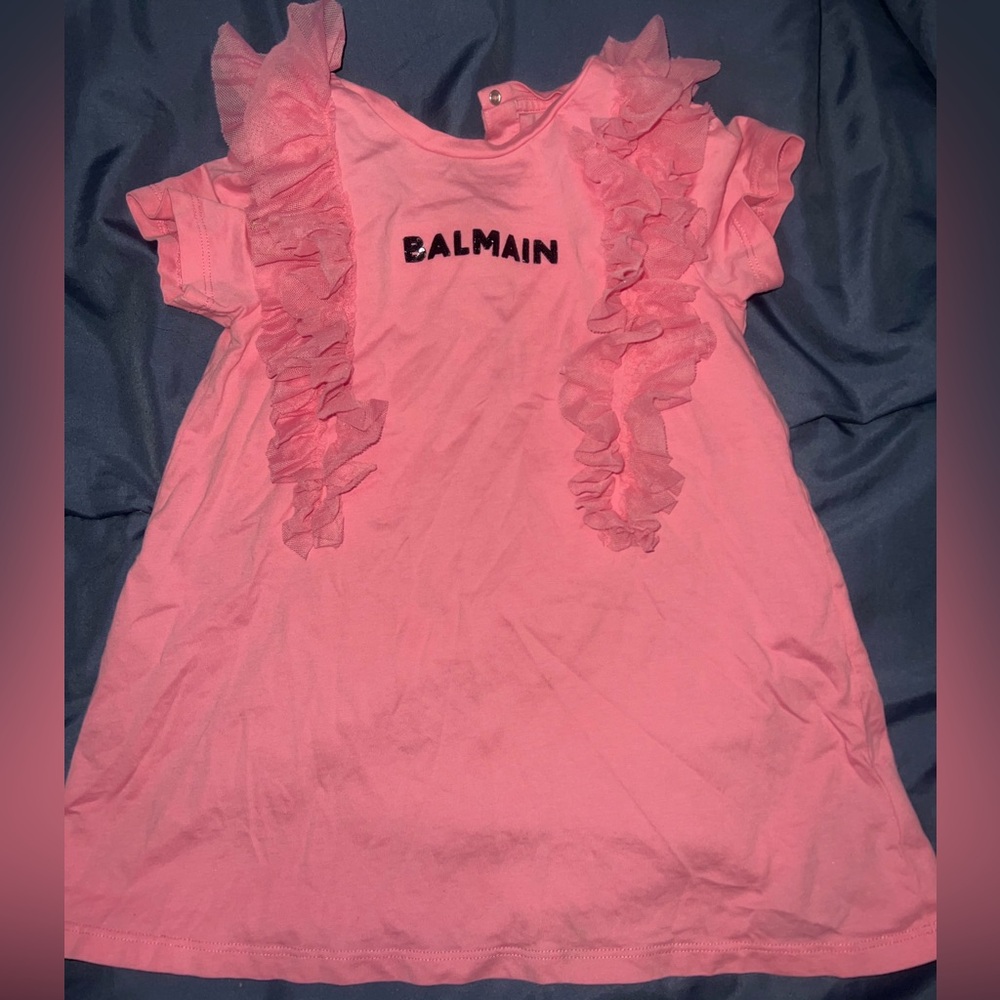 Balmain Pink Ruffle Kids Dress